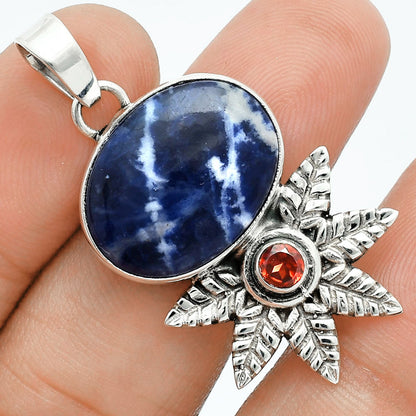 Premium Quality Sodalite & Garnet Pendant P-1425 58-EP10748