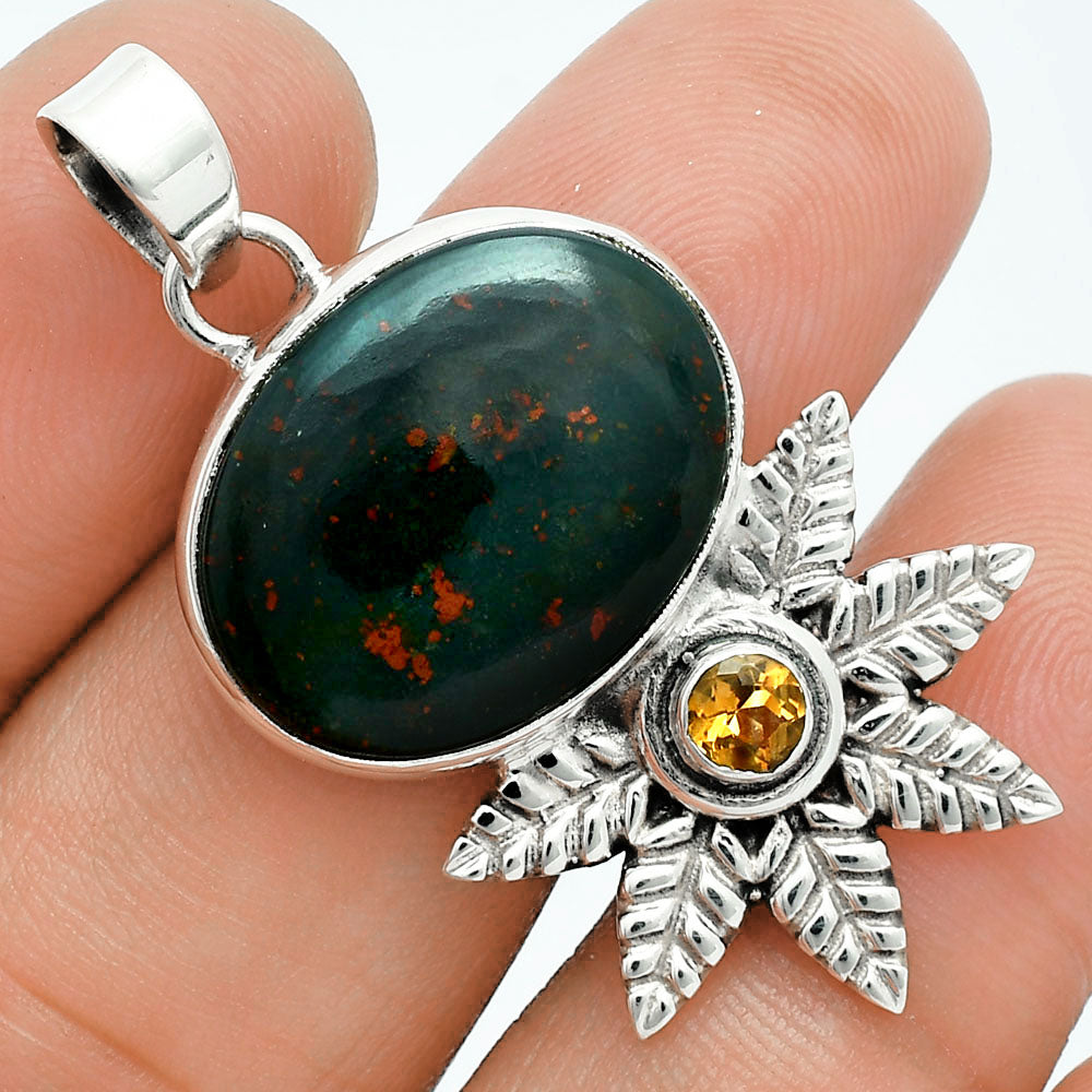 Premium Quality Blood Stone - India & Citrine Pendant P-1425 58-EP10749