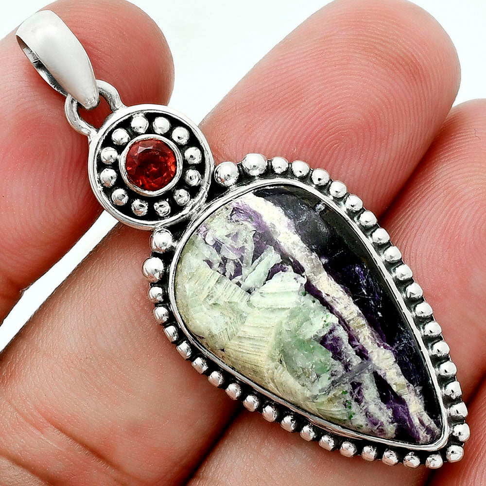 Premium Quality Kammererite - Finland & Garnet Pendant P-1500 58-EP10757
