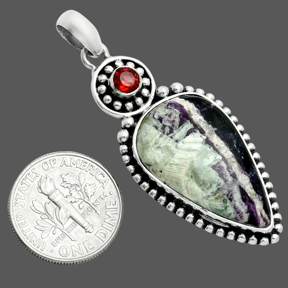 Premium Quality Kammererite - Finland & Garnet Pendant P-1500 58-EP10757