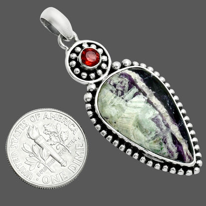 Premium Quality Kammererite - Finland & Garnet Pendant P-1500 58-EP10757