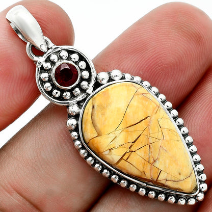 Premium Brecciated Mookaite & Garnet Pendant P-1500 58-EP10758