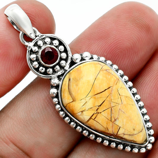 Premium Brecciated Mookaite & Garnet Pendant P-1500 58-EP10758