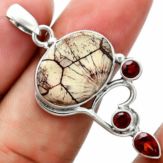 Premium Mexican Bird Eye & Garnet Pendant P-1293 58-EP10759