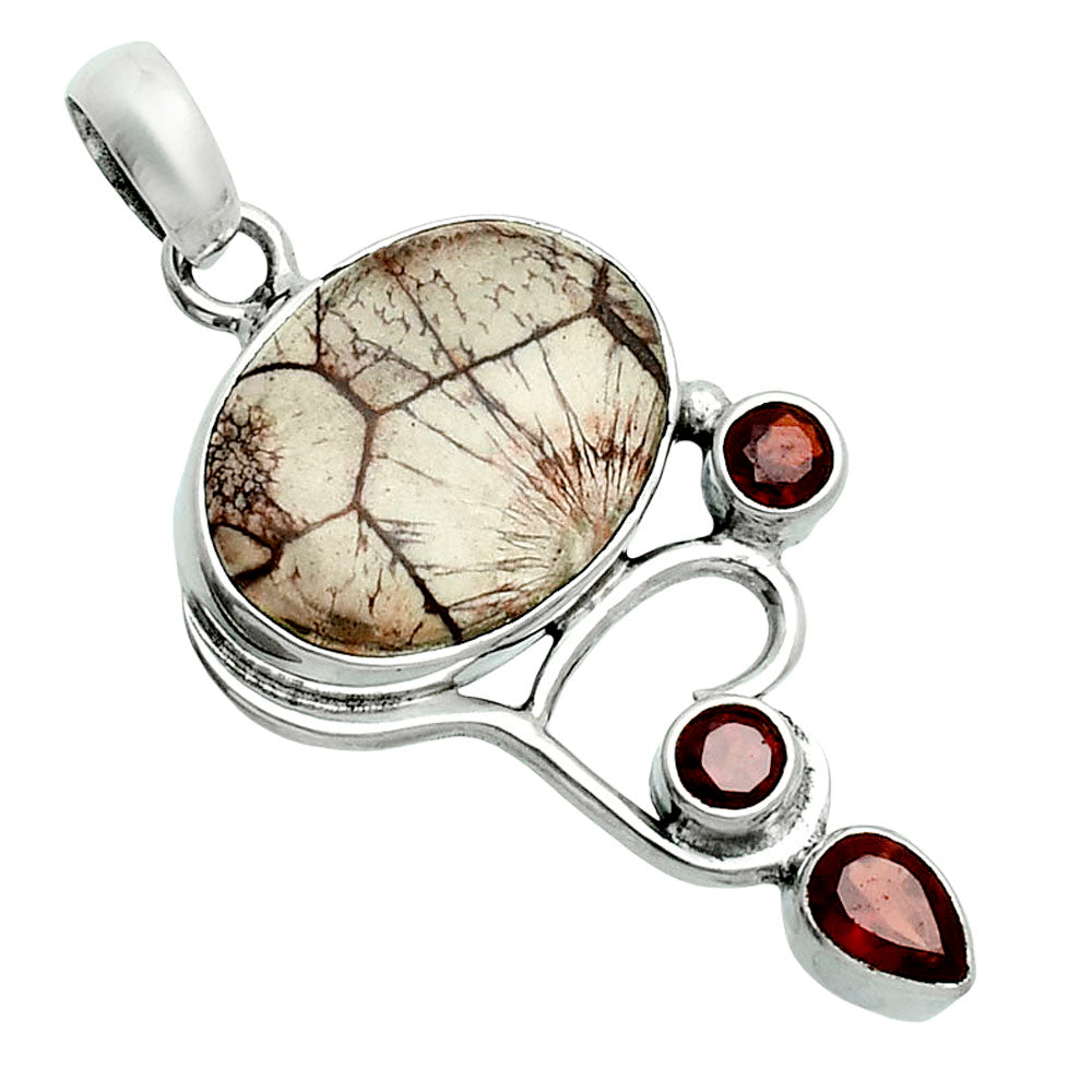 Premium Mexican Bird Eye & Garnet Pendant P-1293 58-EP10759