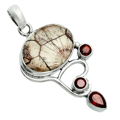 Premium Mexican Bird Eye & Garnet Pendant P-1293 58-EP10759
