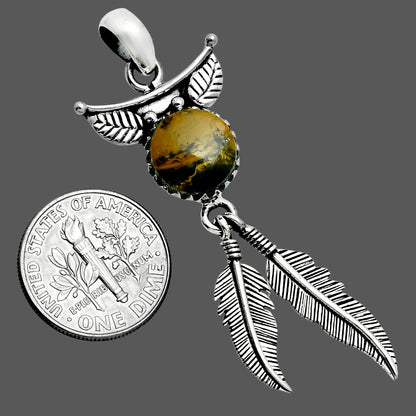 Premium Feather - Turkish Rainforest Chrysocolla Pendant P-1284 58-EP10760