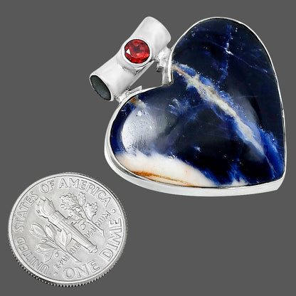 Premium Heart Sodalite & Garnet Pendant P-1300 58-EP10809
