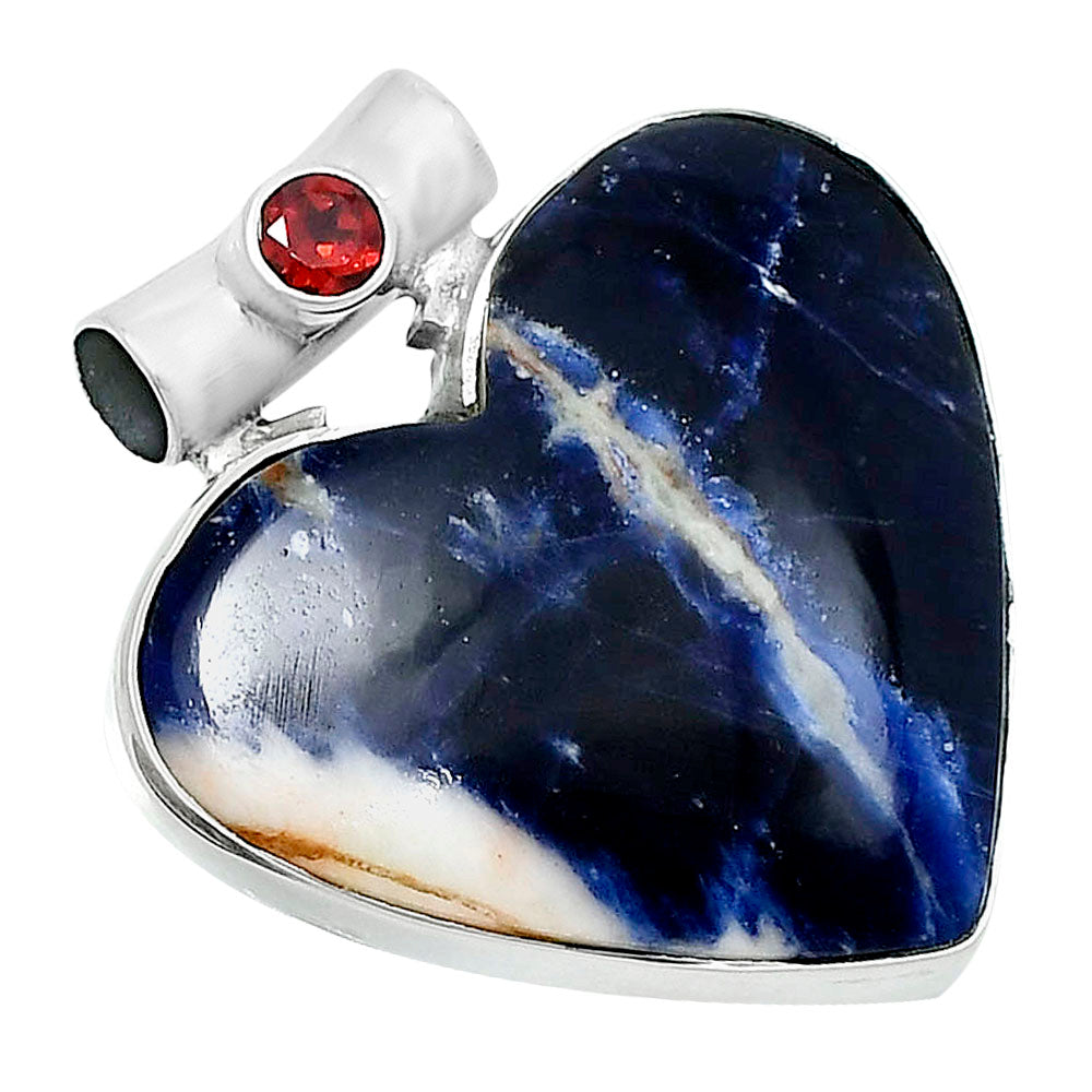 Premium Heart Sodalite & Garnet Pendant P-1300 58-EP10809