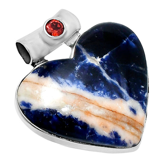 Premium Heart Sodalite & Garnet Pendant P-1300 58-EP10810