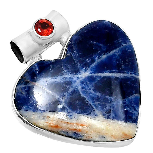 Premium Heart Sodalite & Garnet Pendant P-1300 58-EP10811