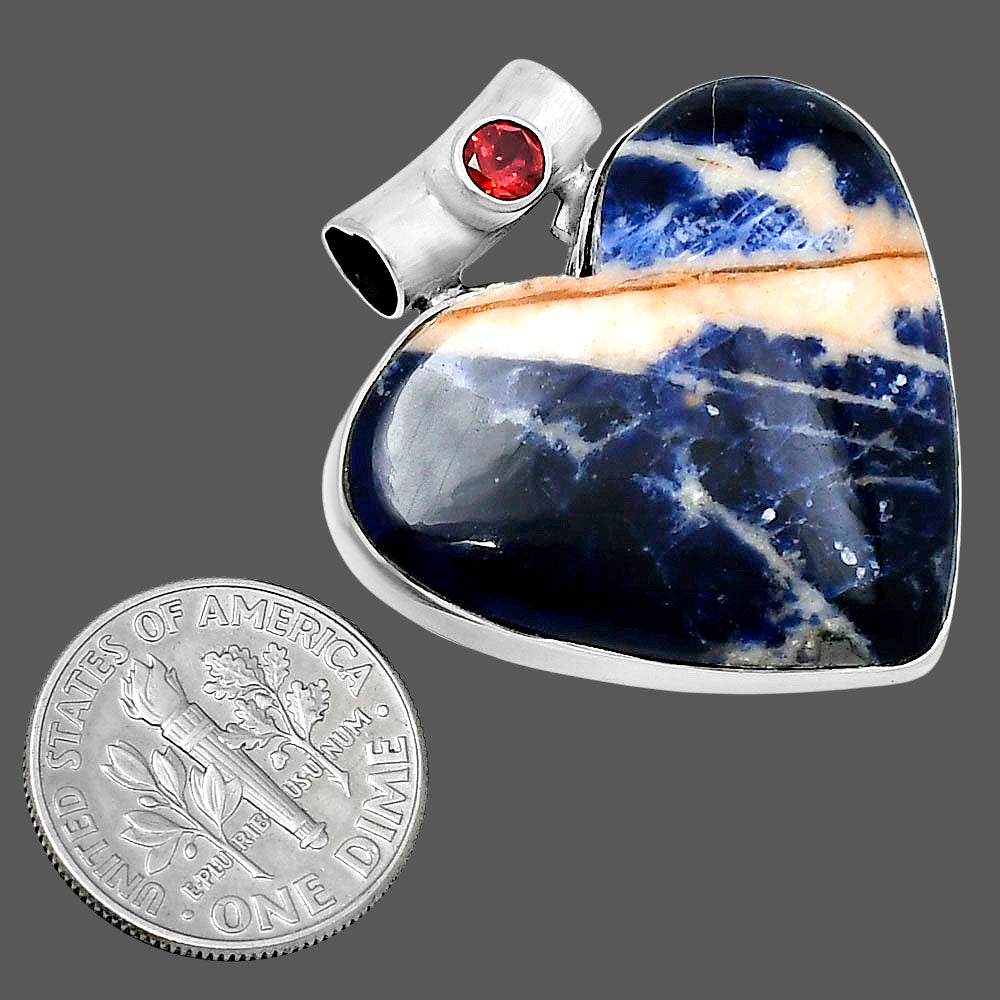 Premium Heart Sodalite & Garnet Pendant P-1300 58-EP10812