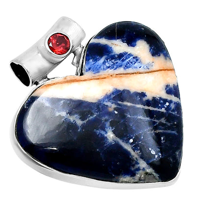 Premium Heart Sodalite & Garnet Pendant P-1300 58-EP10812