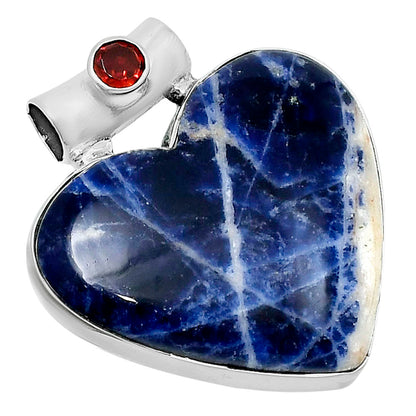 Premium Heart Sodalite & Garnet Pendant P-1300 58-EP10813