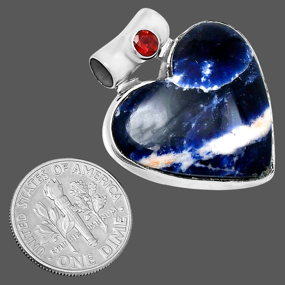 Premium Heart Sodalite & Garnet Pendant P-1300 58-EP10815