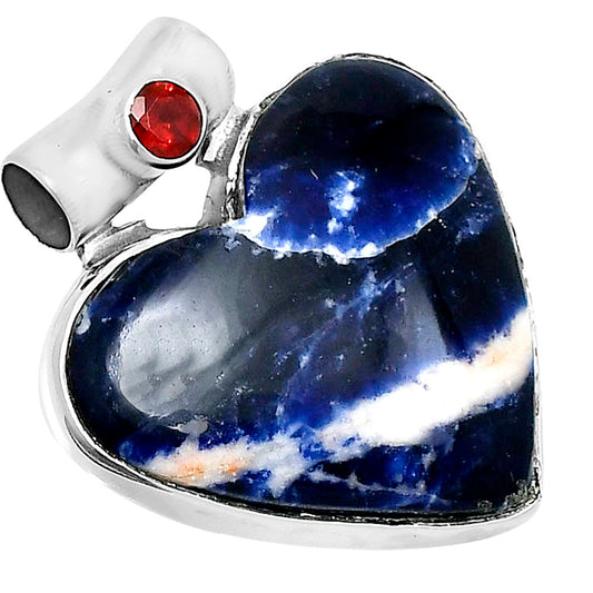Premium Heart Sodalite & Garnet Pendant P-1300 58-EP10815