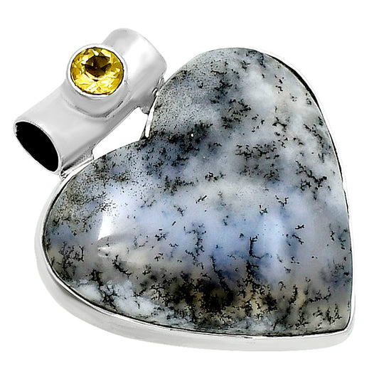 Premium Heart Merlinite Dendritic Opal & Citrine Pendant P-1300 58-EP10831