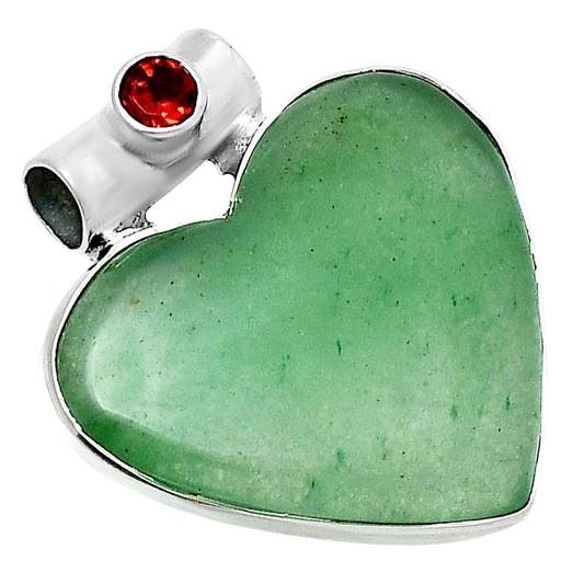 Premium Heart Green Aventurine & Garnet Pendant P-1300 58-EP10832