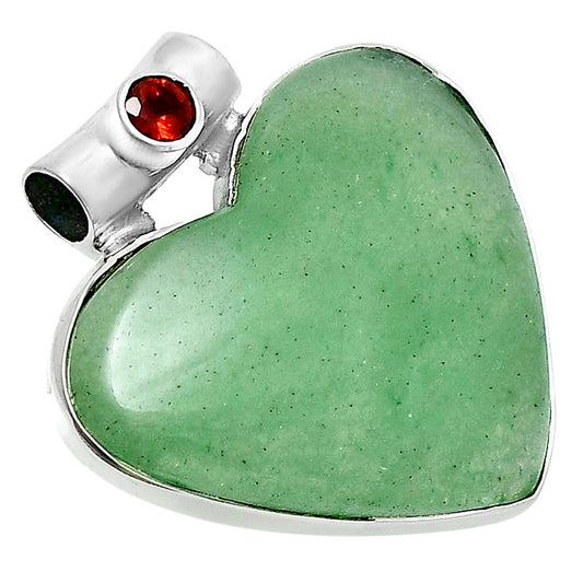 Premium Heart Green Aventurine & Garnet Pendant P-1300 58-EP10833