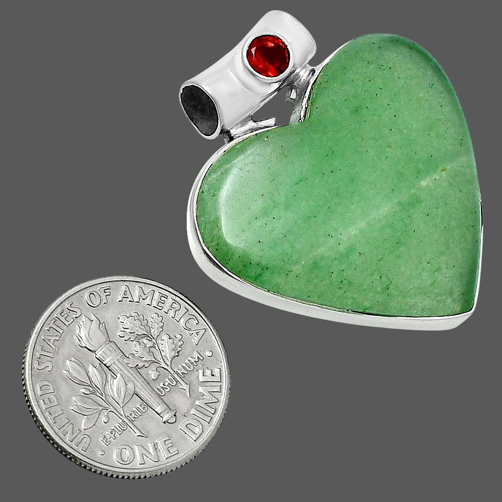 Premium Heart Green Aventurine & Garnet Pendant P-1300 58-EP10834