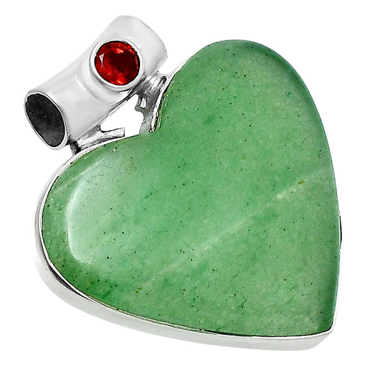 Premium Heart Green Aventurine & Garnet Pendant P-1300 58-EP10834