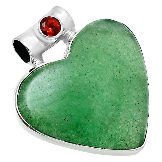Premium Heart Green Aventurine & Garnet Pendant P-1300 58-EP10836