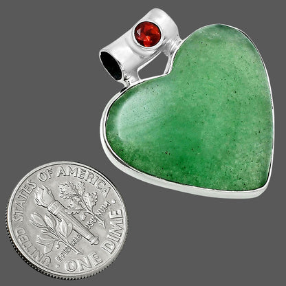 Premium Heart Green Aventurine & Garnet Pendant P-1300 58-EP10836