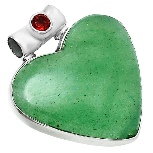 Premium Heart Green Aventurine & Garnet Pendant P-1300 58-EP10838