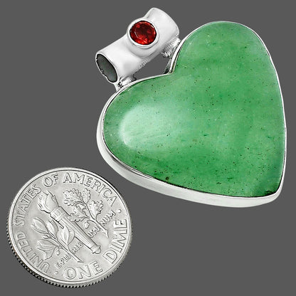 Premium Heart Green Aventurine & Garnet Pendant P-1300 58-EP10838