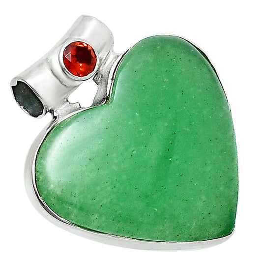 Premium Heart Green Aventurine & Garnet Pendant P-1300 58-EP10839