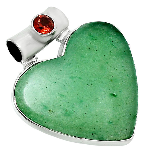 Premium Heart Green Aventurine & Garnet Pendant P-1300 58-EP10841