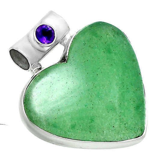 Premium Heart Green Aventurine & Amethyst Pendant P-1300 58-EP10843