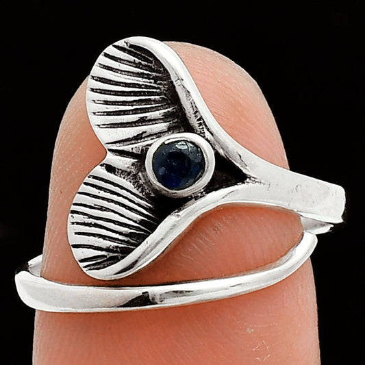 Premium Mermaid Tail Charm Blue Sapphire Glassfield Ring size-8.5 R-1070 58-ER14650
