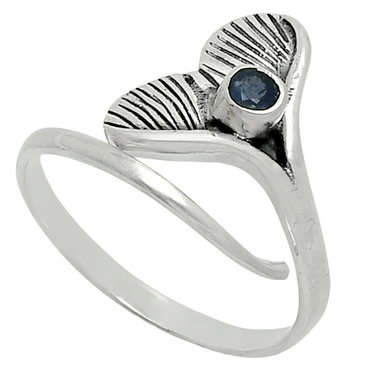 Premium Mermaid Tail Charm Blue Sapphire Glassfield Ring size-8.5 R-1070 58-ER14650