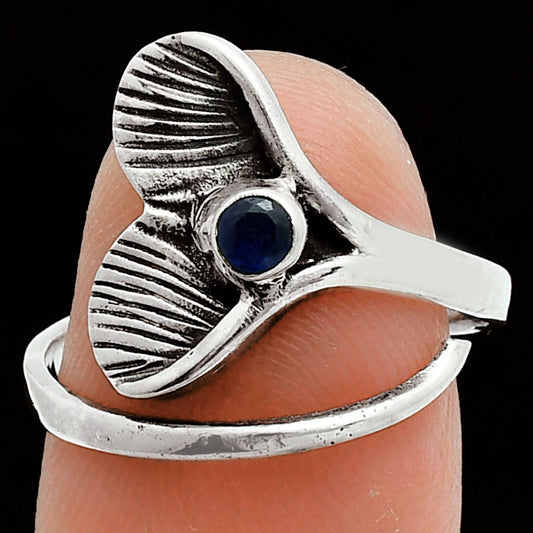 Premium Mermaid Tail Charm Blue Sapphire Glassfield Ring size-7.5 R-1070 58-ER14651