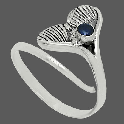 Premium Mermaid Tail Charm Blue Sapphire Glassfield Ring size-7.5 R-1070 58-ER14651