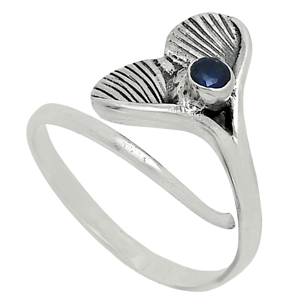 Premium Mermaid Tail Charm Blue Sapphire Glassfield Ring size-7.5 R-1070 58-ER14651