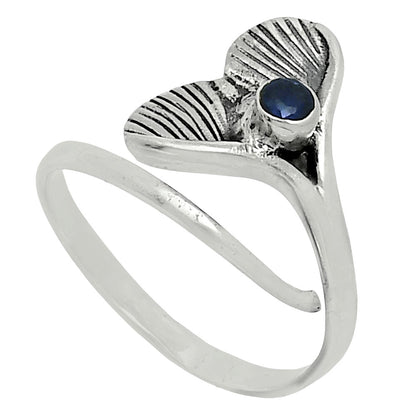 Premium Mermaid Tail Charm Blue Sapphire Glassfield Ring size-7.5 R-1070 58-ER14651