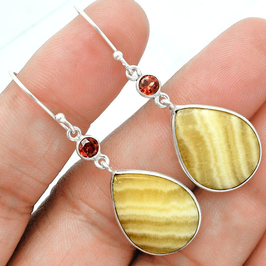 Premium Quality Yellow Aragonite & Garnet Pendant Earrings Set T-1010 58-ET10138