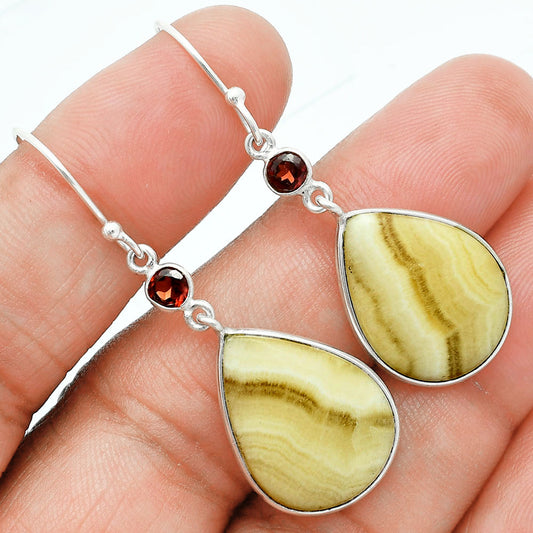 Premium Quality Yellow Aragonite & Garnet Pendant Earrings Set T-1010 58-ET10141