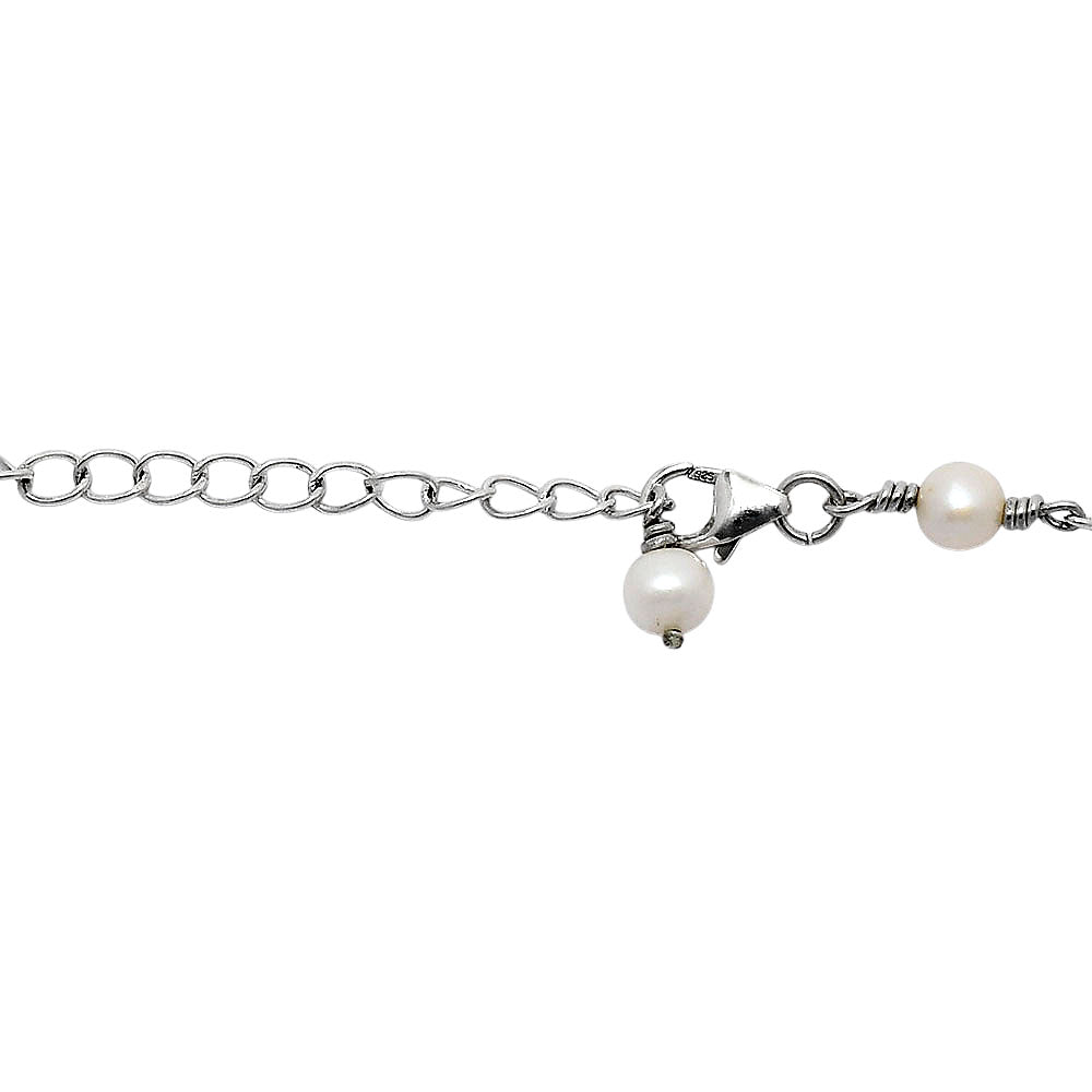 Minimalist Pearl & Gemstone 925 Sterling Silver Chain Bracelet for Women AGB1001 B-1048