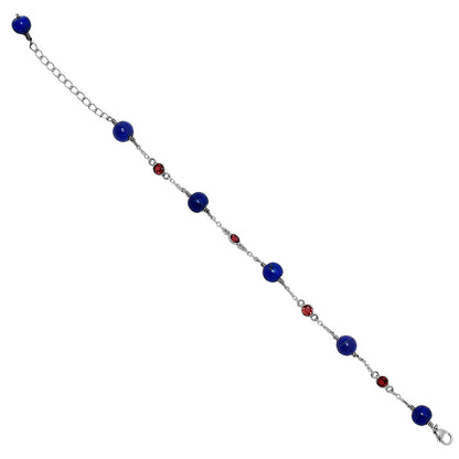 925 Sterling Silver Lapis Lazuli & Cut Gemstone Bracelet for Women AGB1002 B-1048