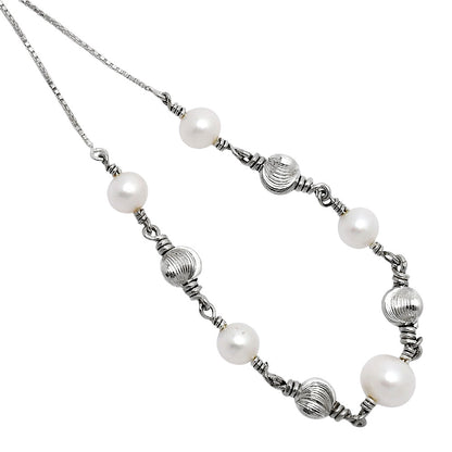 Adjustable 925 Silver Pearl & Gemstone Beaded Bracelet Jewelry for Women AGB1003 B-1024