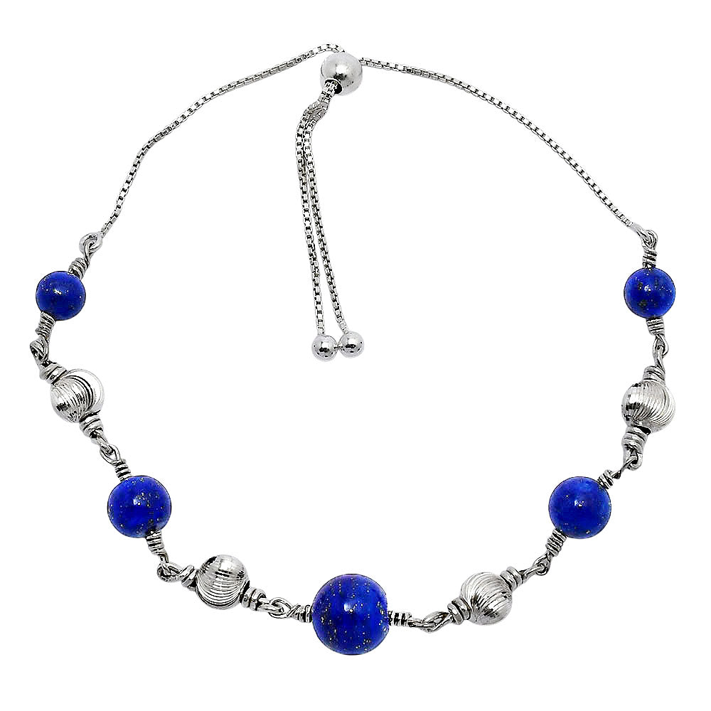 Adjustable 925 Silver Pearl & Gemstone Beaded Bracelet Jewelry for Women AGB1003 B-1024