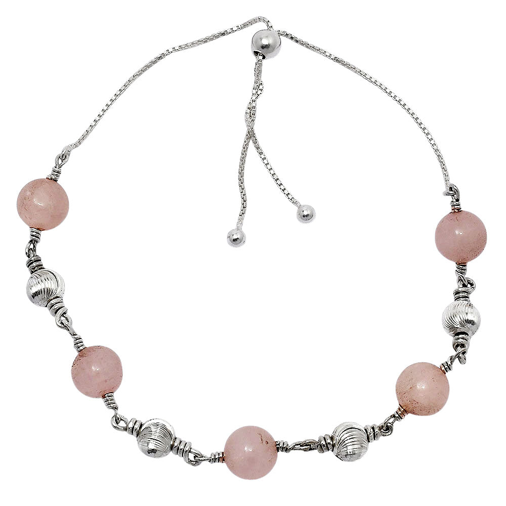 Adjustable 925 Silver Pearl & Gemstone Beaded Bracelet Jewelry for Women AGB1003 B-1024