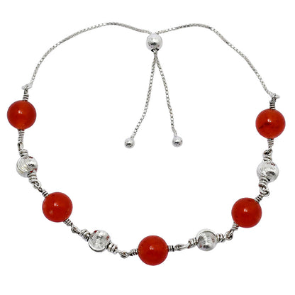 Adjustable 925 Silver Pearl & Gemstone Beaded Bracelet Jewelry for Women AGB1003 B-1024