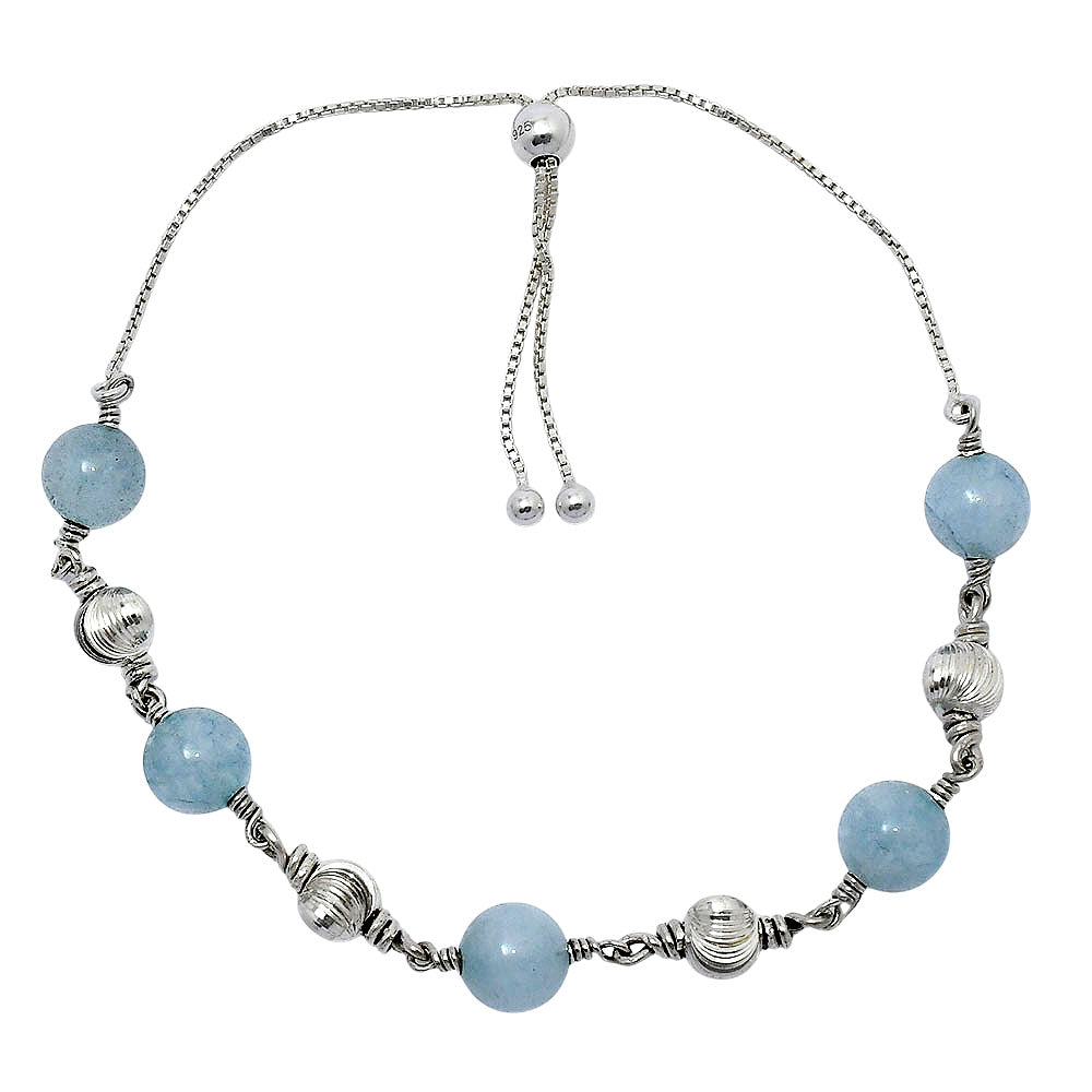 Adjustable 925 Silver Pearl & Gemstone Beaded Bracelet Jewelry for Women AGB1003 B-1024