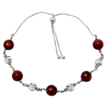 Adjustable 925 Silver Pearl & Gemstone Beaded Bracelet Jewelry for Women AGB1003 B-1024