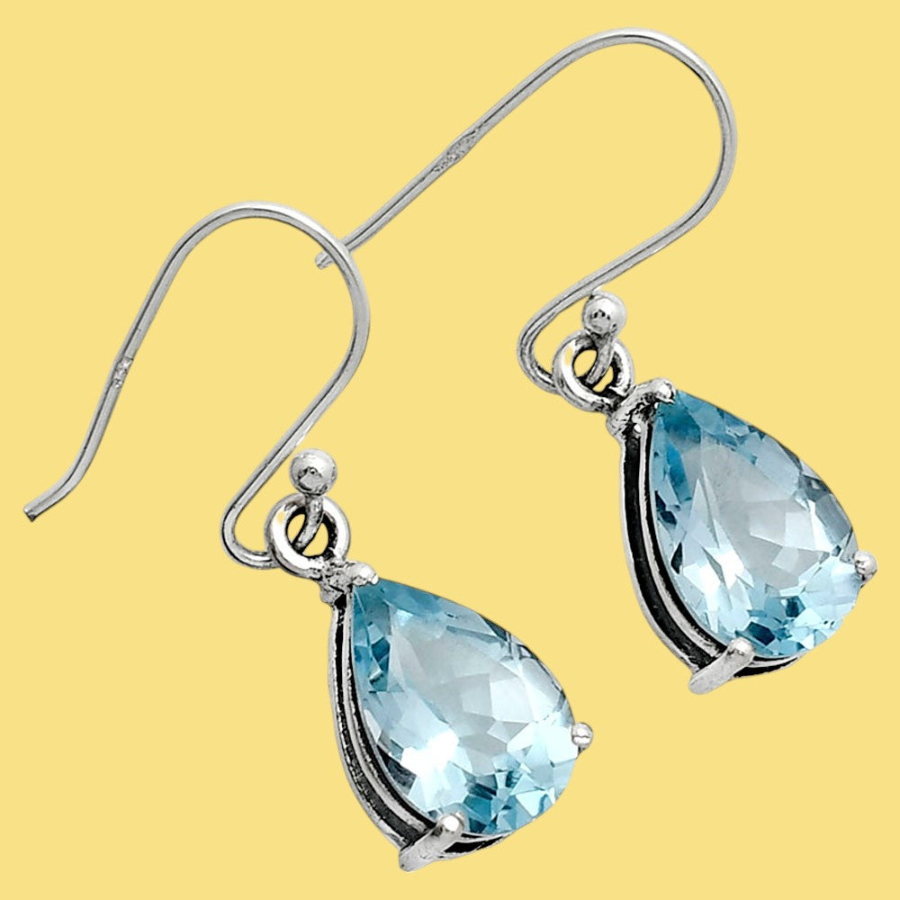 Classic 925 Sterling Silver Teardrop Earrings with Natural Gemstones AGE1001 E-1021