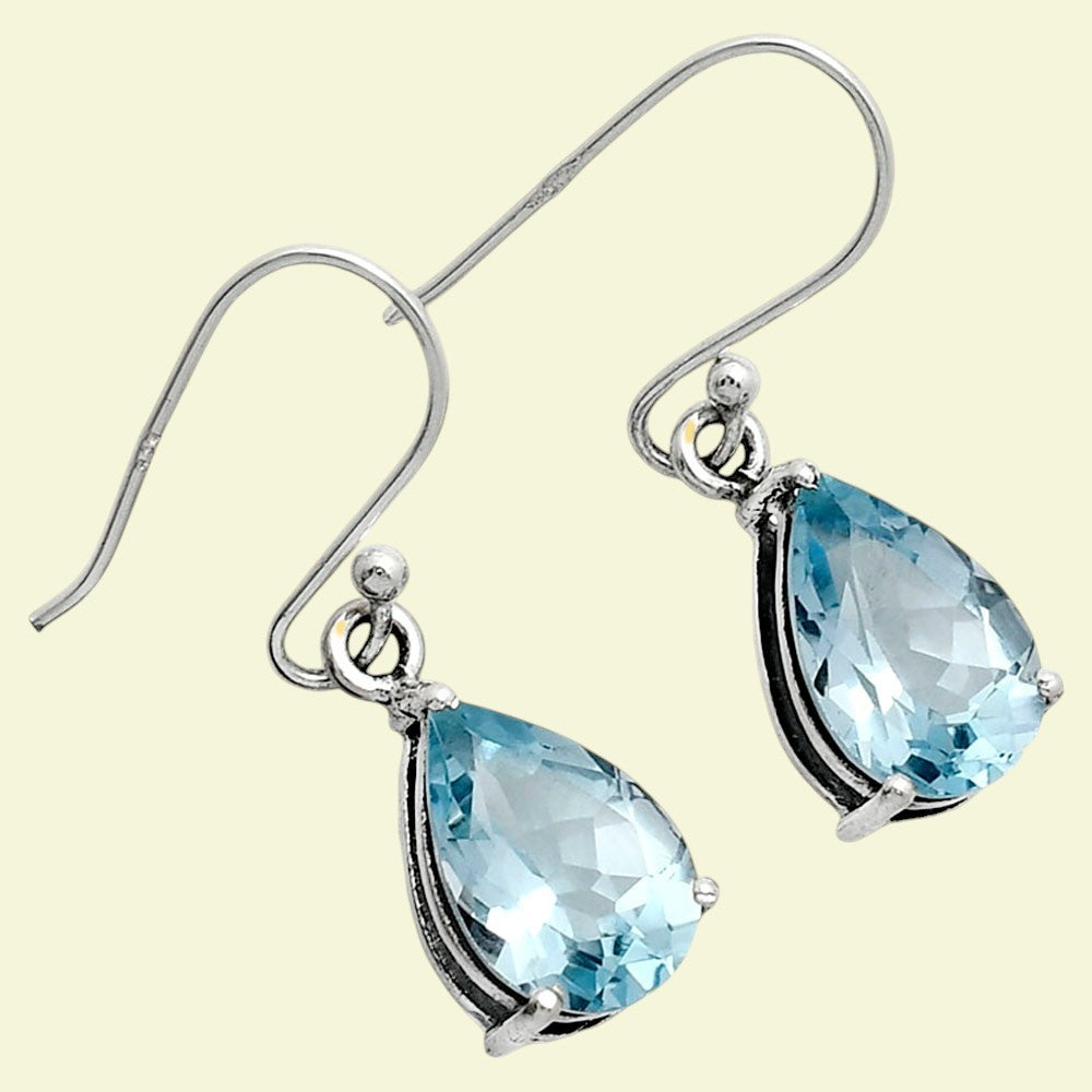Classic 925 Sterling Silver Teardrop Earrings with Natural Gemstones AGE1001 E-1021